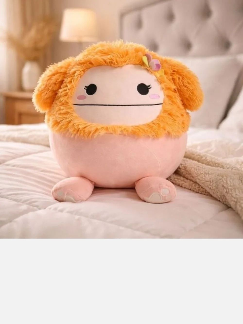 Squishmallows Pink Plush with Orange Fur Accent